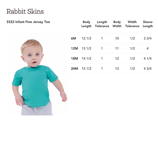 Rabbit Skins Shirts Size Chart