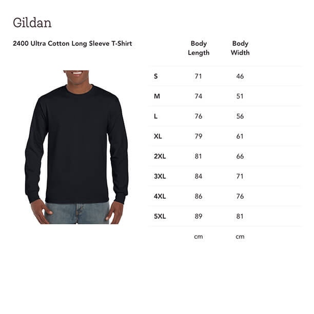 Gildan Long Sleeve Size Chart