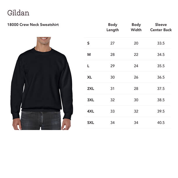 Gildan 18000 Size Chart