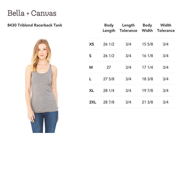 Bella Canvas Triblend Size Chart