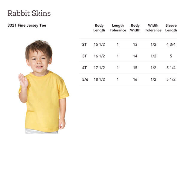 Rabbit Skins 4400 Size Chart