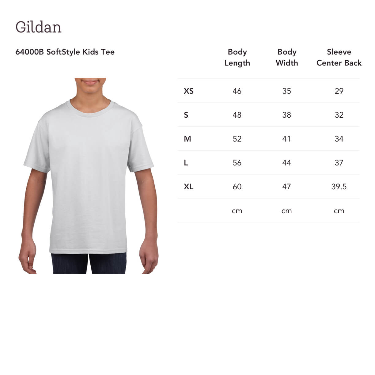 Gildan Softstyle Ringspun Size Chart